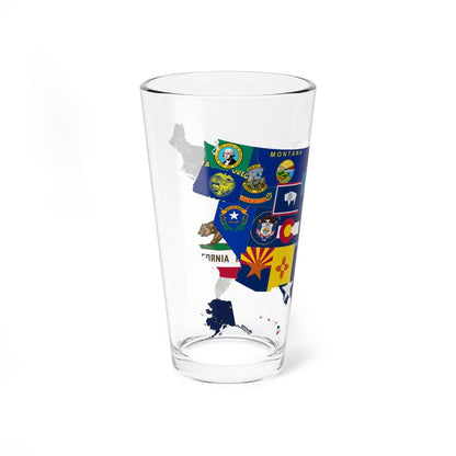 Flag-map of the 50 states of the United States (United States) Pint Glass 16oz - Go Mug Yourself