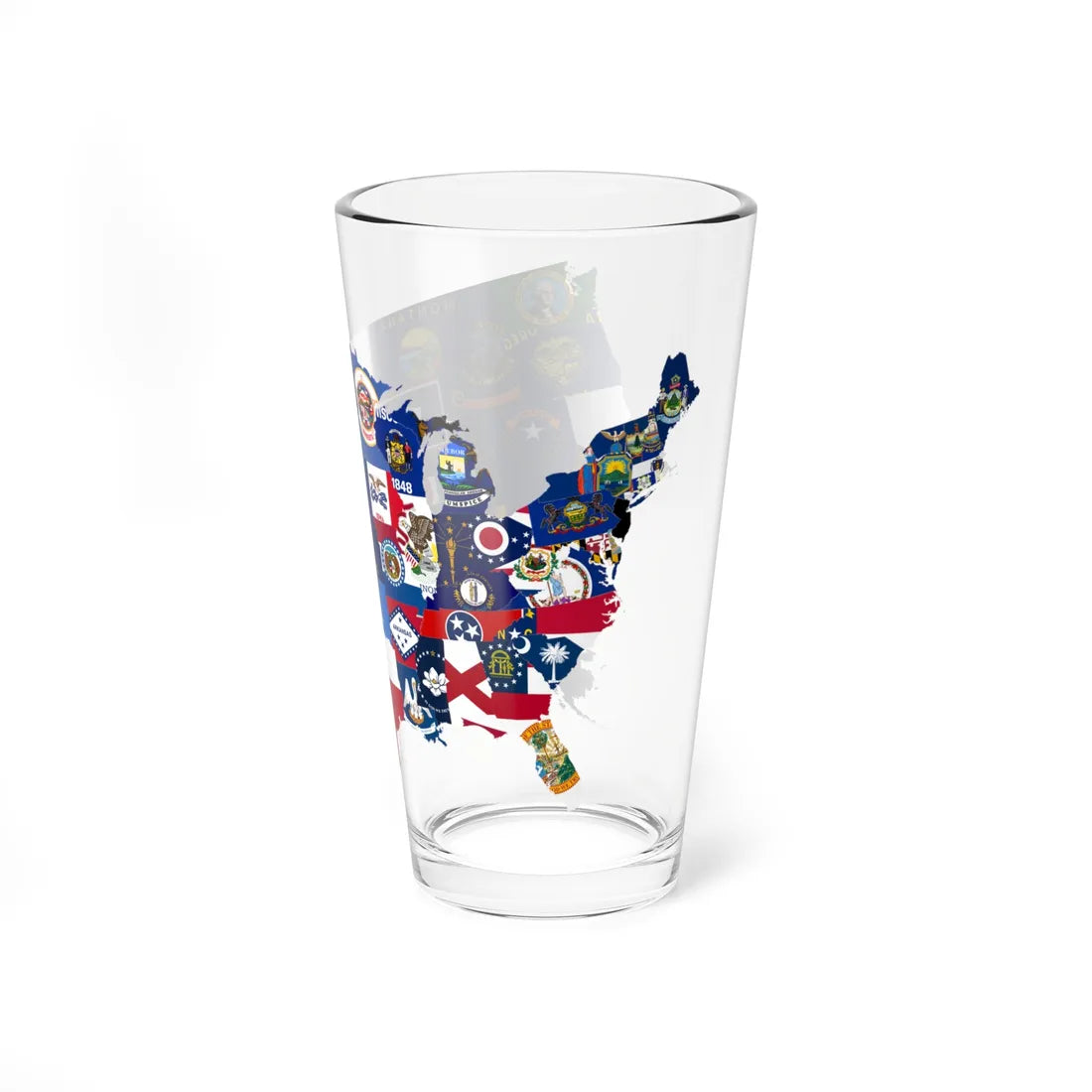Flag-map of the 50 states of the United States (United States) Pint Glass 16oz - Go Mug Yourself