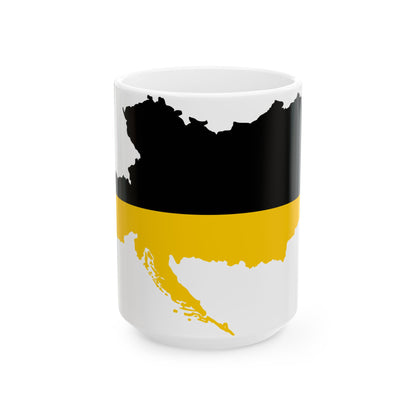 Flag map of the Austrian Empire 1816-1869 (Croatia) White Coffee Mug-15oz-Go Mug Yourself