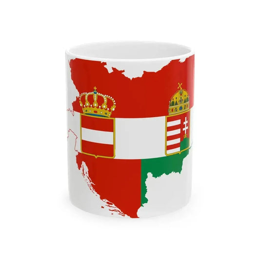 Flag map of the Austro-Hungarian Empire civil ensign (Hungary) White Coffee Mug 11oz - Go Mug Yourself
