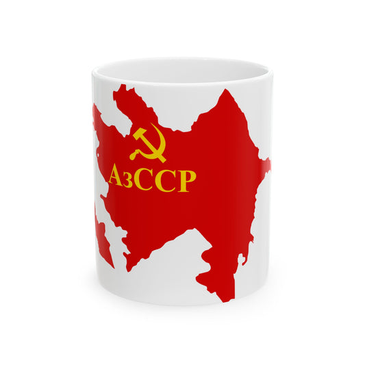 Flag map of the Azerbaijan SSR 1939-1952 (Azerbaijan) White Coffee Mug-11oz-Go Mug Yourself