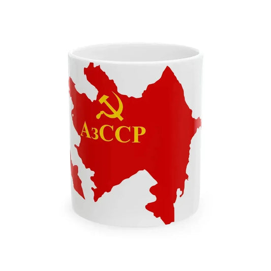 Flag map of the Azerbaijan SSR 1939-1952 (Azerbaijan) White Coffee Mug 11oz - Go Mug Yourself