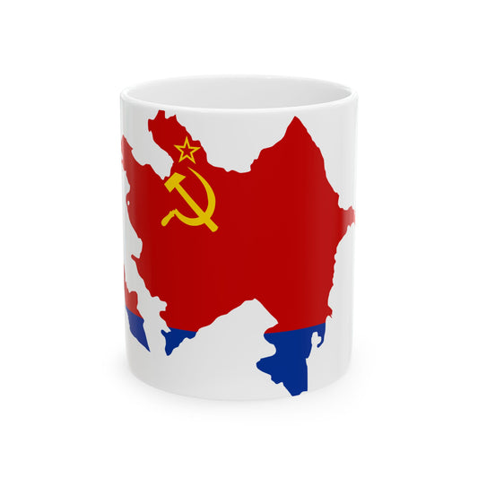 Flag map of the Azerbaijan SSR 1952-1991 (Azerbaijan) White Coffee Mug-11oz-Go Mug Yourself