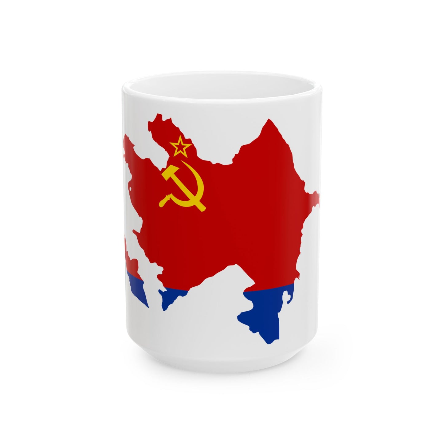Flag map of the Azerbaijan SSR 1952-1991 (Azerbaijan) White Coffee Mug-15oz-Go Mug Yourself