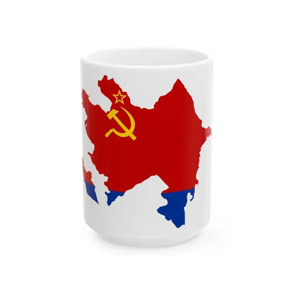 Flag map of the Azerbaijan SSR 1952-1991 (Azerbaijan) White Coffee Mug 15oz - Go Mug Yourself