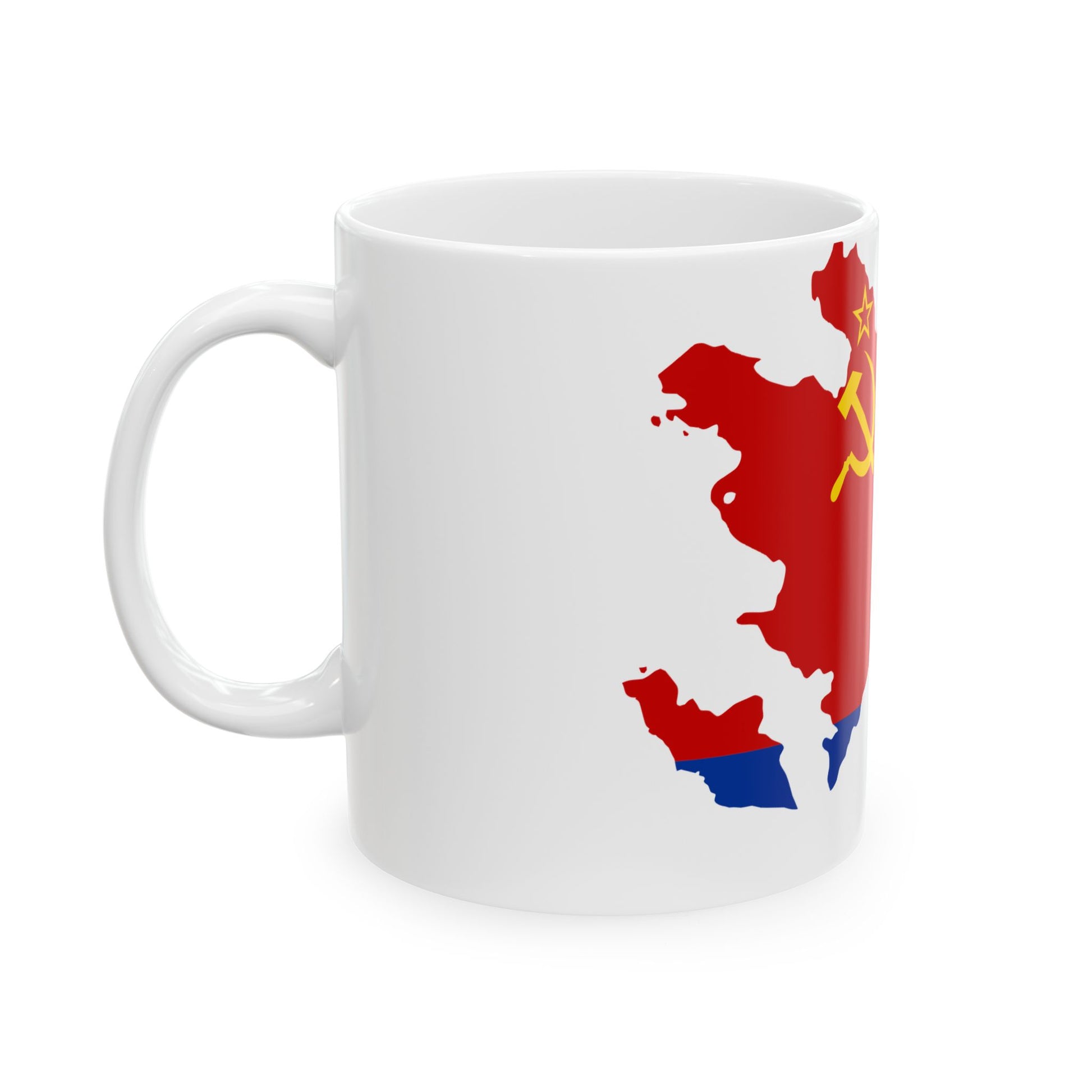Flag map of the Azerbaijan SSR 1952-1991 (Azerbaijan) White Coffee Mug-Go Mug Yourself