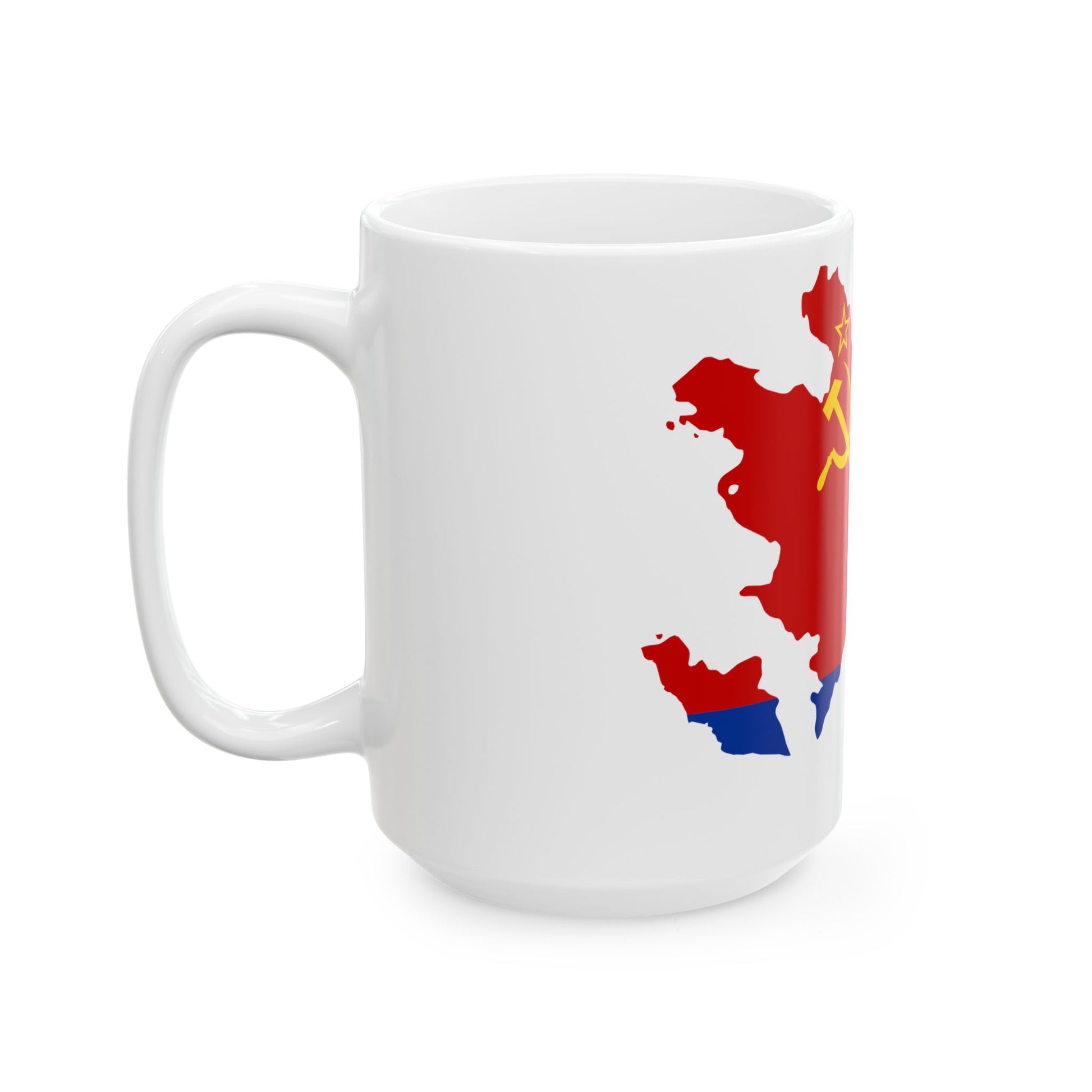 Flag map of the Azerbaijan SSR 1952-1991 (Azerbaijan) White Coffee Mug-Go Mug Yourself