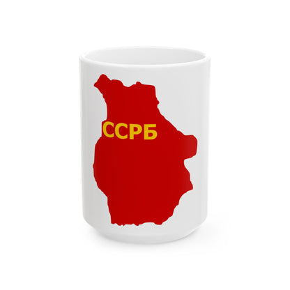 Flag map of the Byelorussian SSR 1919-1937 (Belarus) White Coffee Mug-15oz-Go Mug Yourself