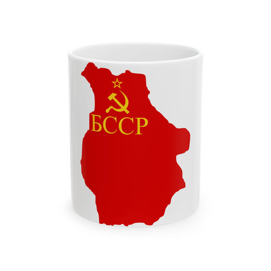 Flag map of the Byelorussian SSR 1937-1939 (Belarus) White Coffee Mug-11oz-Go Mug Yourself