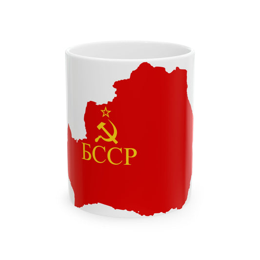 Flag map of the Byelorussian SSR 1939-1941 (Belarus) White Coffee Mug-11oz-Go Mug Yourself