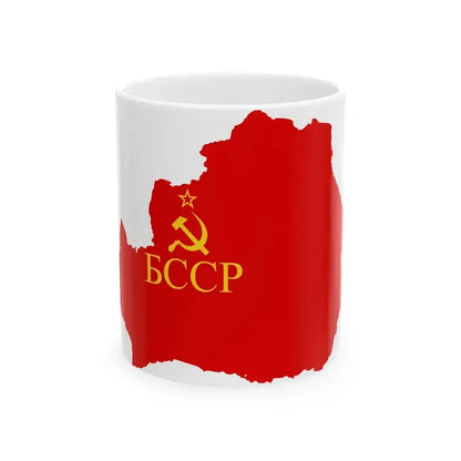 Flag map of the Byelorussian SSR 1939-1941 (Belarus) White Coffee Mug 11oz - Go Mug Yourself