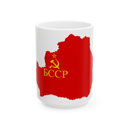 Flag map of the Byelorussian SSR 1939-1941 (Belarus) White Coffee Mug-15oz-Go Mug Yourself