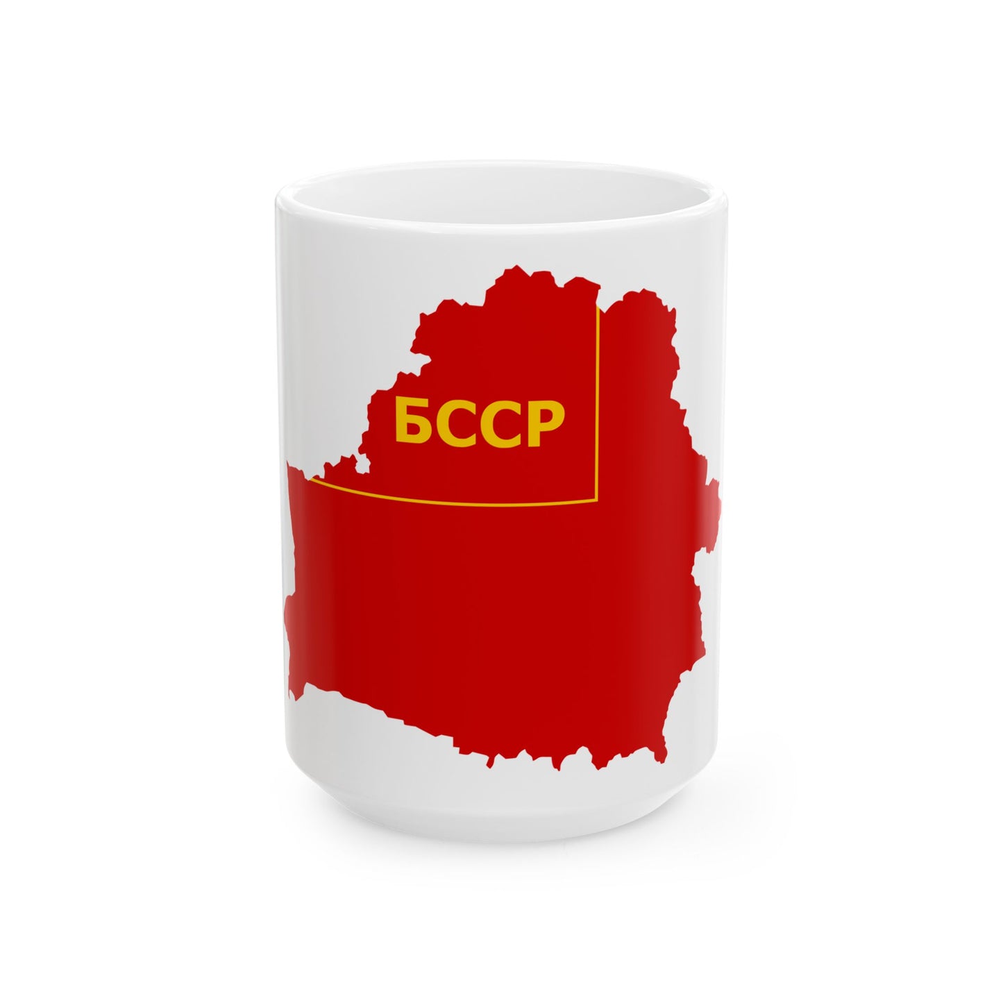 Flag map of the Byelorussian SSR 1945-1951 (Belarus) White Coffee Mug-15oz-Go Mug Yourself