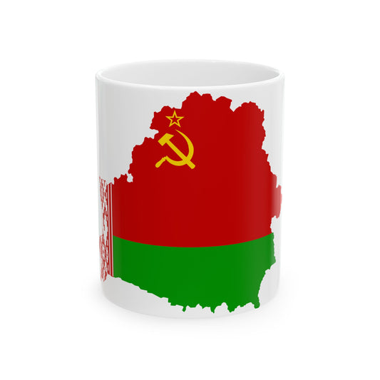 Flag map of the Byelorussian SSR 1951-1991 (Belarus) White Coffee Mug-11oz-Go Mug Yourself