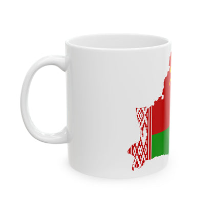Flag map of the Byelorussian SSR 1951-1991 (Belarus) White Coffee Mug-Go Mug Yourself