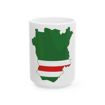 Flag map of the Chechen Republic of Ichkeria (Russia) White Coffee Mug 15oz - Go Mug Yourself