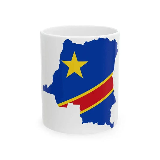 Flag map of the Democratic Republic of the Congo 1966-1971 (Congo) White Coffee Mug 11oz - Go Mug Yourself