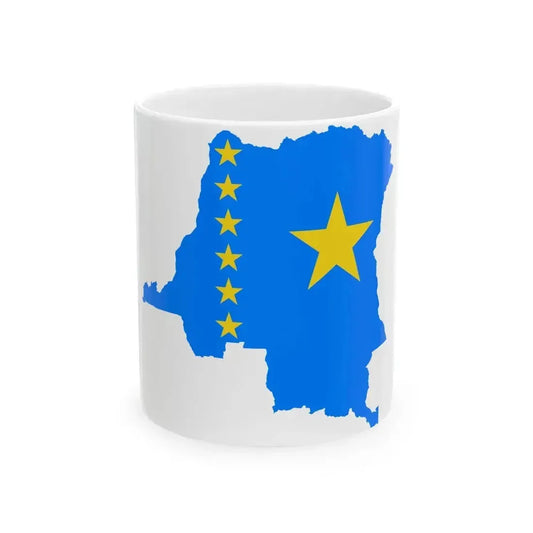 Flag map of the Democratic Republic of the Congo 2003-2006 (Congo) White Coffee Mug 11oz - Go Mug Yourself