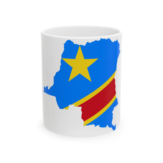 Flag map of the Democratic Republic of the Congo (Congo) White Coffee Mug-11oz-Go Mug Yourself