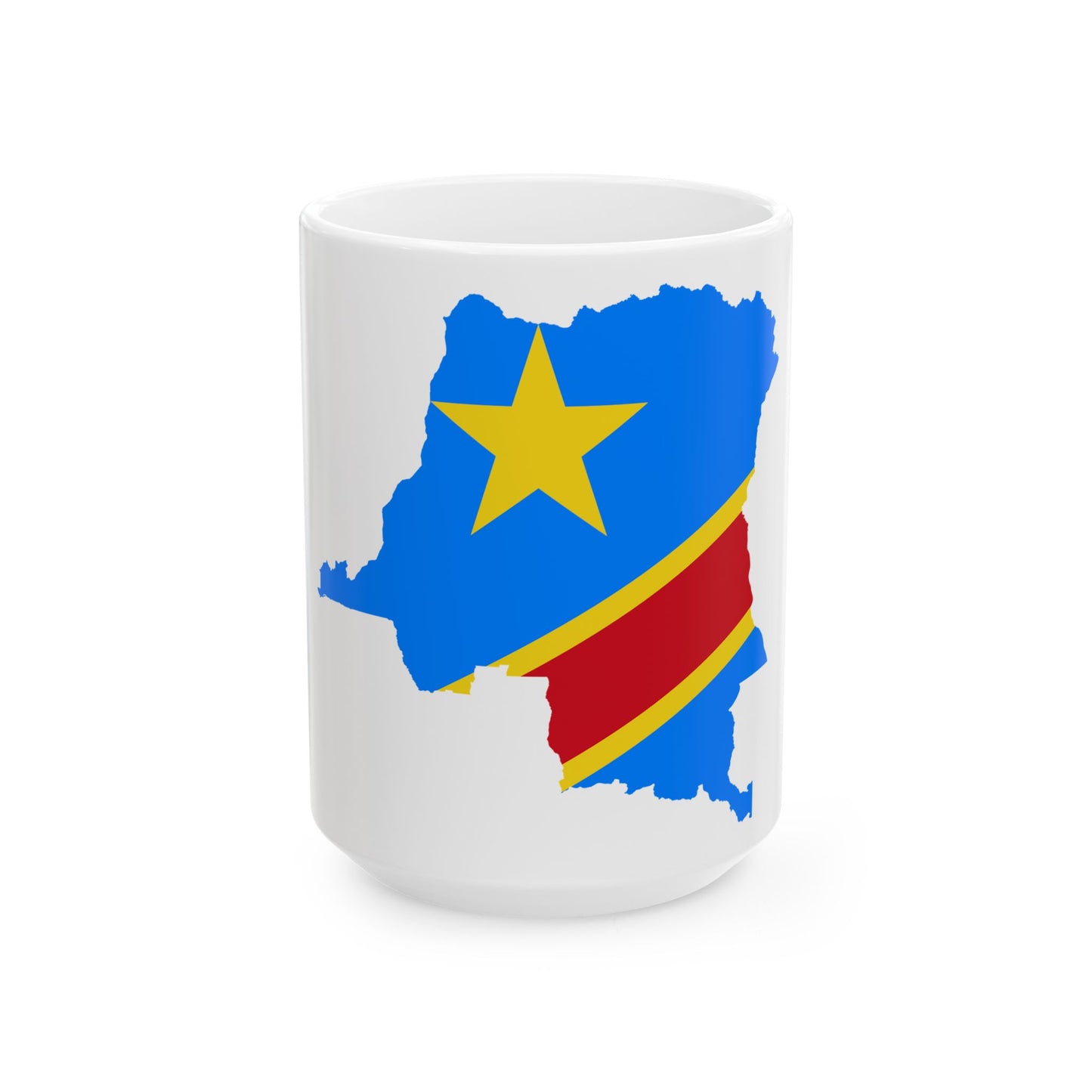 Flag map of the Democratic Republic of the Congo (Congo) White Coffee Mug-15oz-Go Mug Yourself