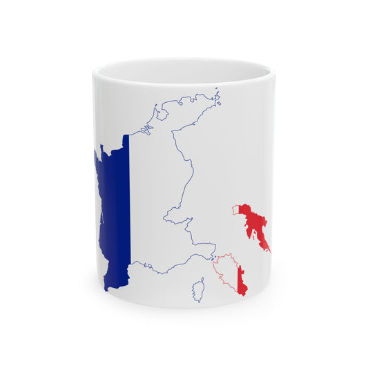 Flag-map of the First French Empire (France) White Coffee Mug-11oz-Go Mug Yourself