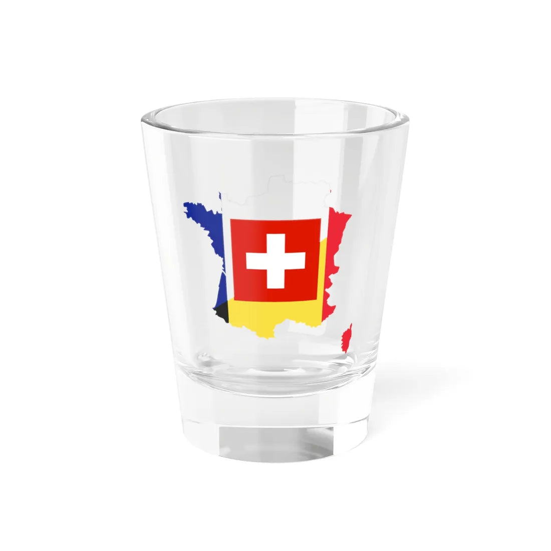 Flag-map of the French language Français (Belgium) Shot Glass 1.5oz 1.5oz - Go Mug Yourself