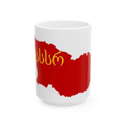 Flag map of the Georgian SSR 1931-1937 (Georgia) White Coffee Mug-15oz-Go Mug Yourself