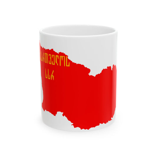 Flag map of the Georgian SSR 1937-1951 (Georgia) White Coffee Mug-11oz-Go Mug Yourself