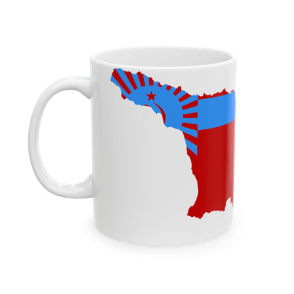 Flag map of the Georgian SSR 1951-1990 (Georgia) White Coffee Mug-Go Mug Yourself