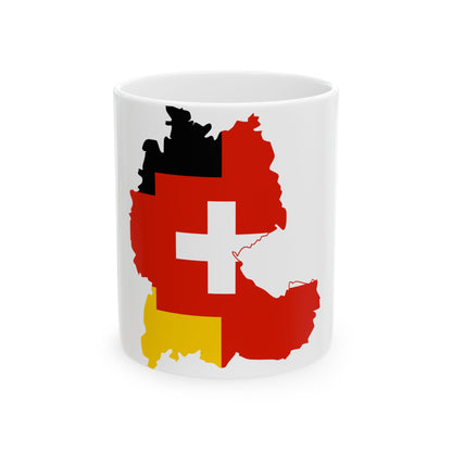 Flag-map of the German language Deutsch (Germany) White Coffee Mug-11oz-Go Mug Yourself