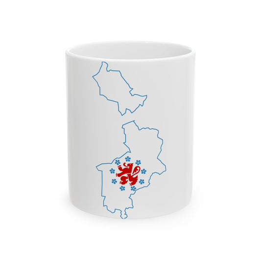 Flag-map of the German-speaking Community of Belgium (Belgium) White Coffee Mug-11oz-Go Mug Yourself