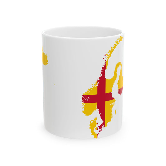 Flag map of the Kalmar Union 1500 (Denmark) White Coffee Mug-11oz-Go Mug Yourself