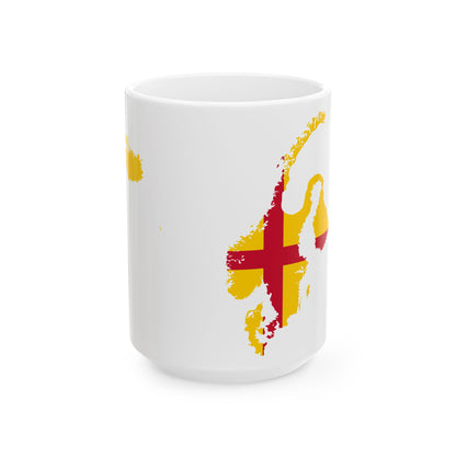 Flag map of the Kalmar Union 1500 (Denmark) White Coffee Mug-15oz-Go Mug Yourself