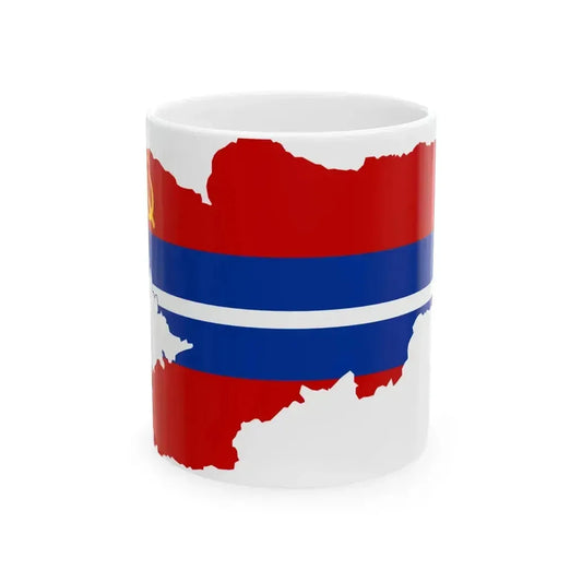 Flag map of the Kirghiz SSR 1952-1991 Flag map of Kyrgyzstan 19911992 (Kyrgyzstan) White Coffee Mug 11oz - Go Mug Yourself