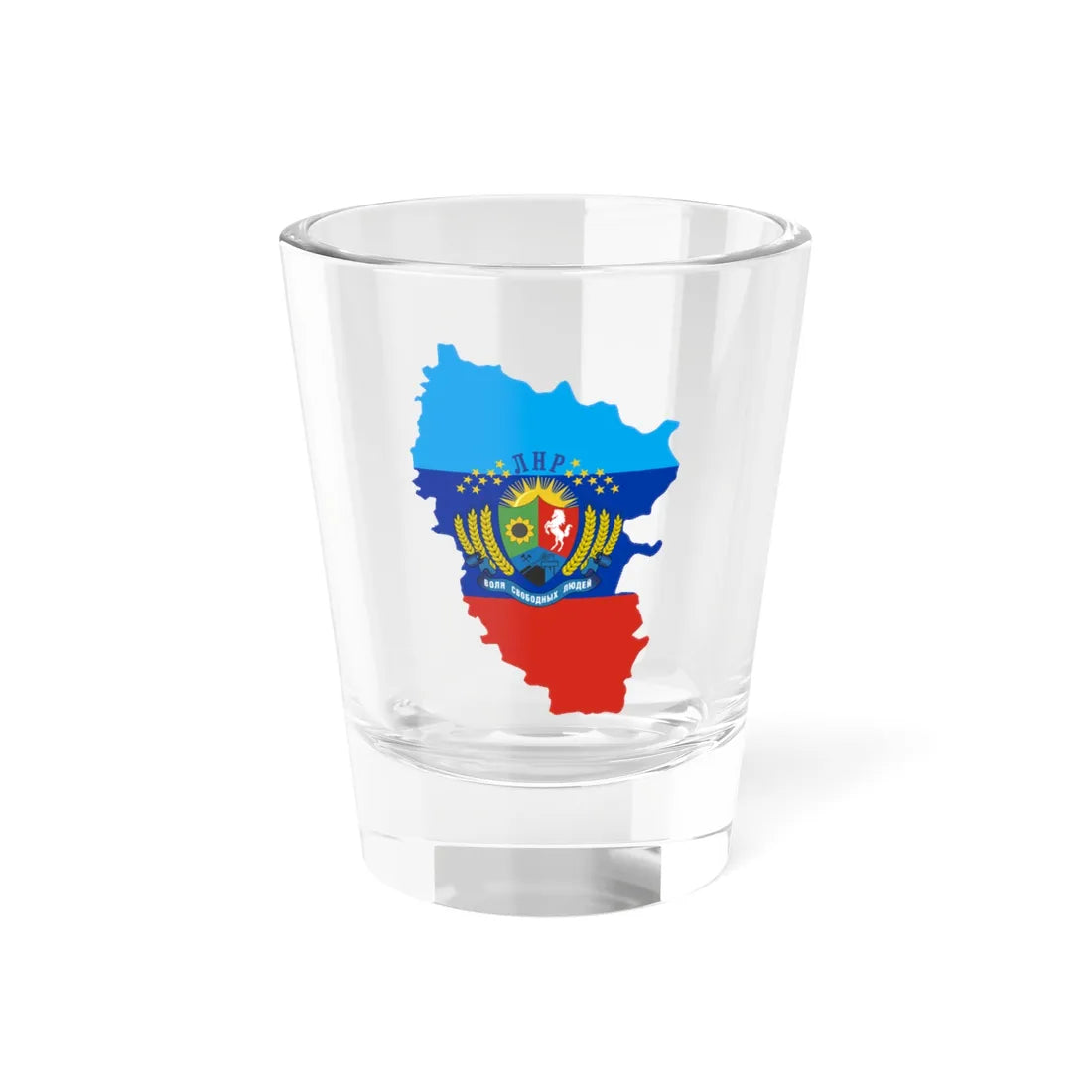 Flag-map of the Lugansk Peoples Republic LPR 2014 November (Ukraine) Shot Glass 1.5oz 1.5oz - Go Mug Yourself
