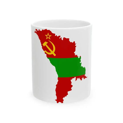 Flag map of the Moldavian SSR 1952-1990 (Moldova) White Coffee Mug 11oz - Go Mug Yourself
