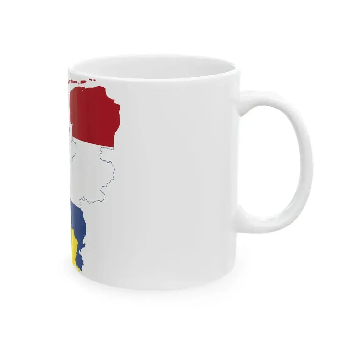 Flag map of the Netherlands and of Flanders (Belgium) White Coffee Mug - Go Mug Yourself