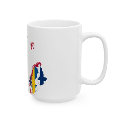 Flag map of the Nordic countries (Denmark) White Coffee Mug-Go Mug Yourself