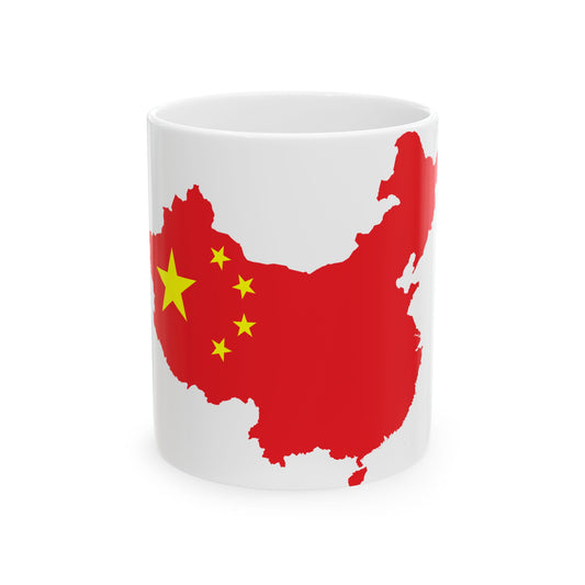 Flag-map of the Peoples Republic of China (China) White Coffee Mug-11oz-Go Mug Yourself