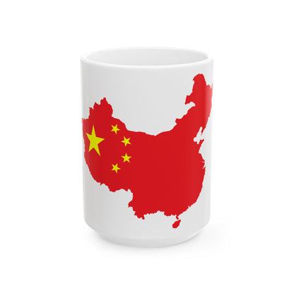 Flag-map of the Peoples Republic of China (China) White Coffee Mug-15oz-Go Mug Yourself