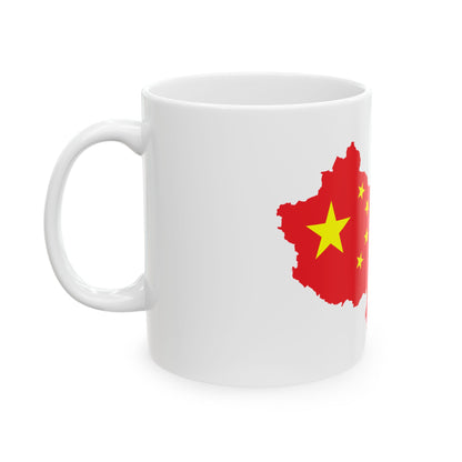 Flag-map of the Peoples Republic of China (China) White Coffee Mug-Go Mug Yourself