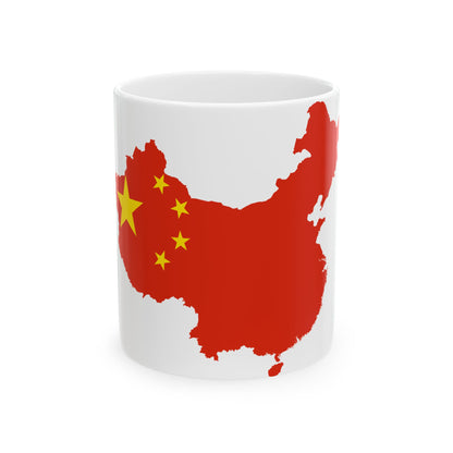 Flag-map of the Peoples Republic of China de-facto (China) White Coffee Mug-11oz-Go Mug Yourself