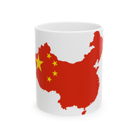 Flag-map of the Peoples Republic of China de-facto (China) White Coffee Mug-11oz-Go Mug Yourself