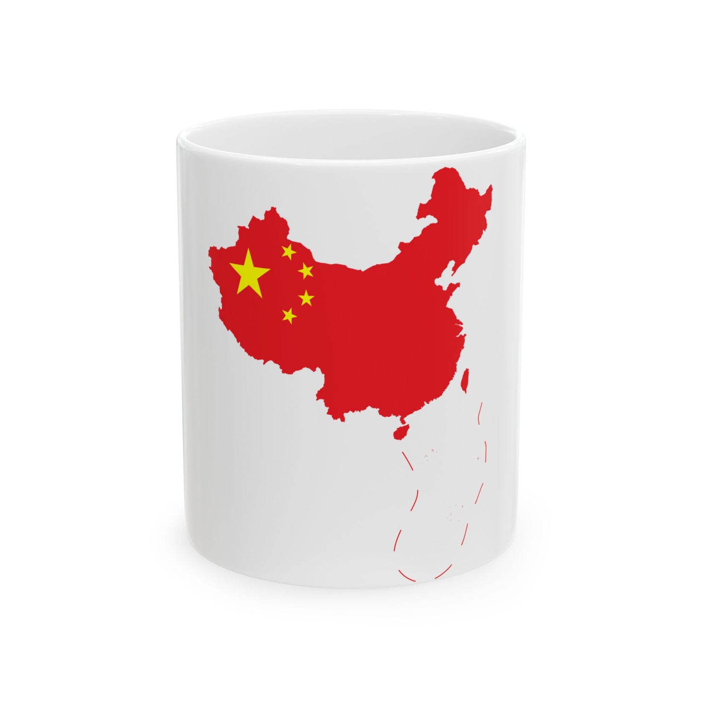 Flag-map of the Peoples Republic of China include nine-dash line (China) White Coffee Mug-11oz-Go Mug Yourself