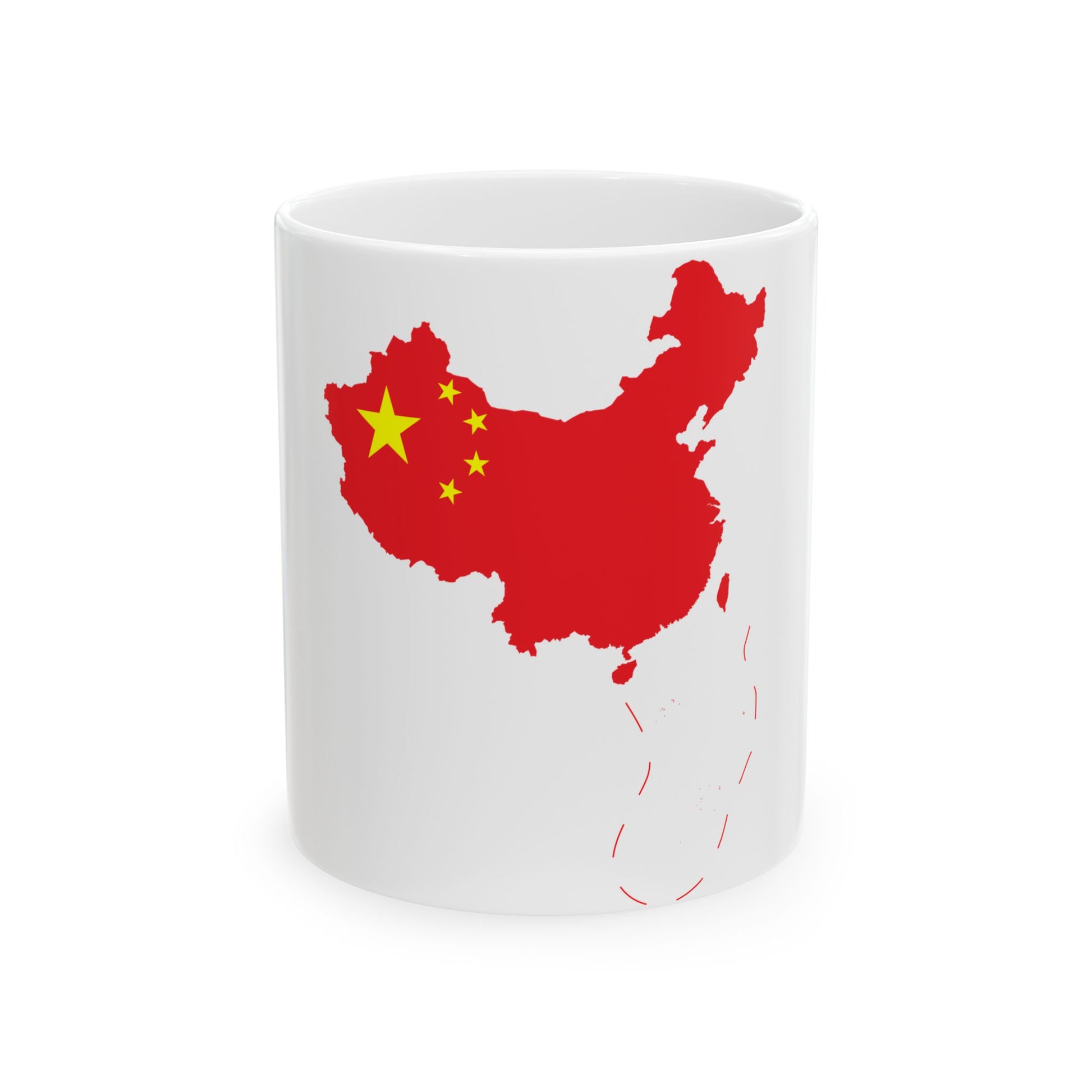 Flag-map of the Peoples Republic of China include nine-dash line (China) White Coffee Mug-11oz-Go Mug Yourself