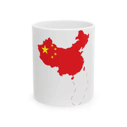 Flag-map of the Peoples Republic of China include nine-dash line (China) White Coffee Mug 11oz - Go Mug Yourself
