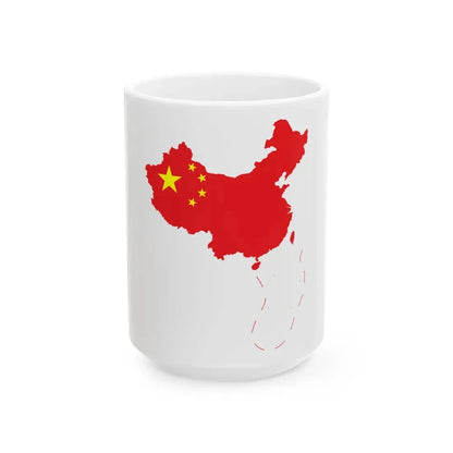 Flag-map of the Peoples Republic of China include nine-dash line (China) White Coffee Mug 15oz - Go Mug Yourself