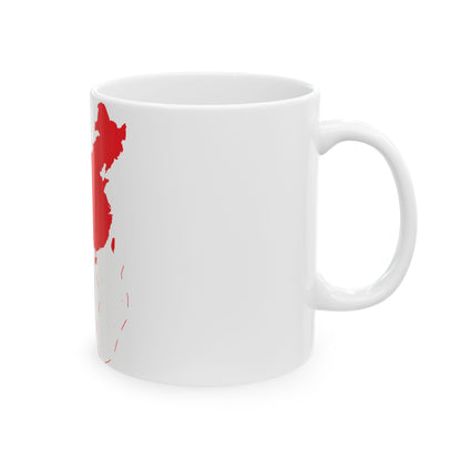 Flag-map of the Peoples Republic of China include nine-dash line (China) White Coffee Mug-Go Mug Yourself