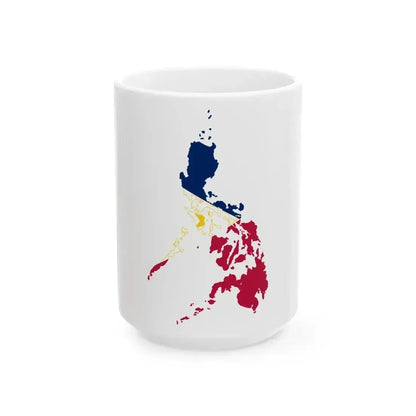 Flag map of the Philippines navy blue (Philippines) White Coffee Mug 15oz - Go Mug Yourself
