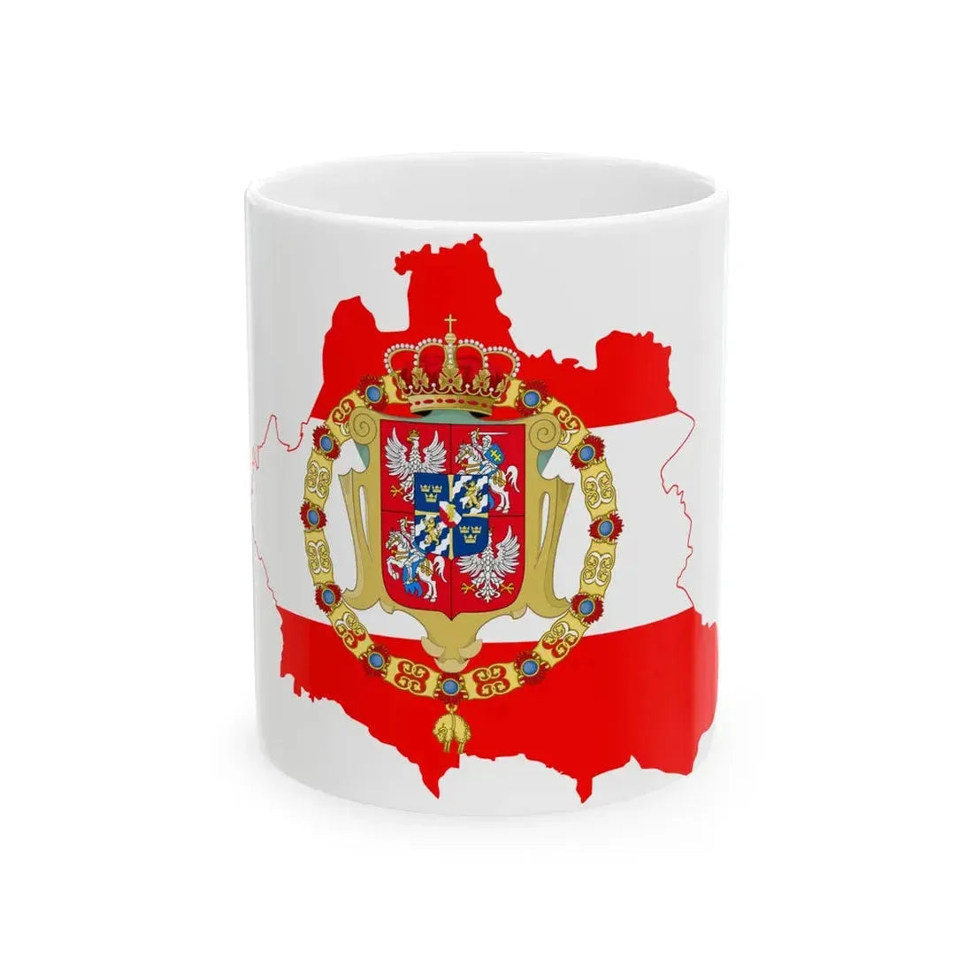 Flag-map of the PolishLithuanian Commonwealth (Poland) White Coffee Mug 11oz - Go Mug Yourself